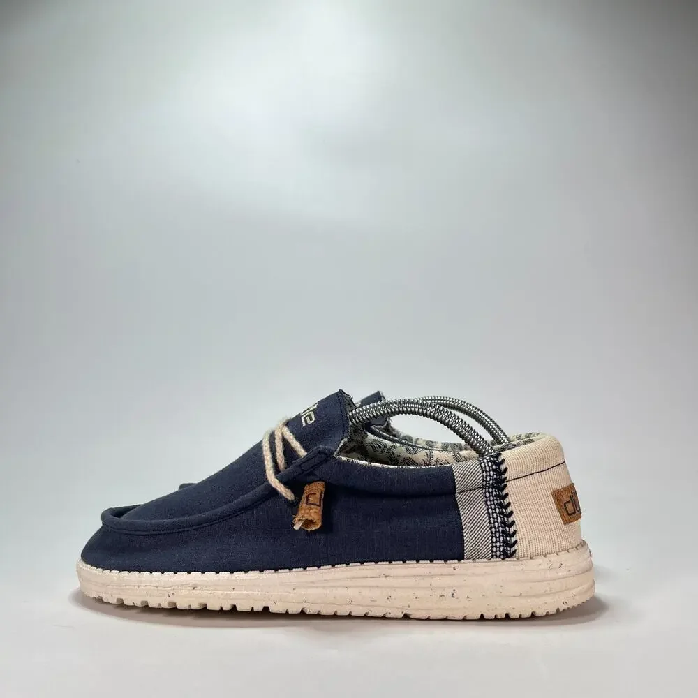 HEYDUDE Wally Linen Navy Blue Casual Shoes Sneakers 110792568 Men's Size 10